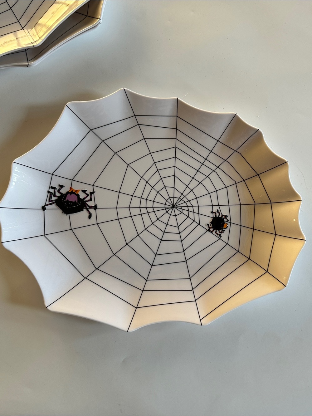 Target Halloween 2008 White Malamine Spiderweb Plates-Set of 4